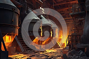 Industrial interior of a metallurgical plant, smelting industry