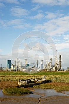 Industrial landscape with boat