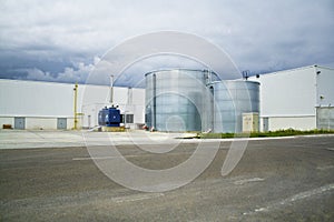 Industrial landscape with cisterns