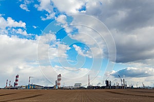 Industrial landscape environmental pollution waste of thermal power plant