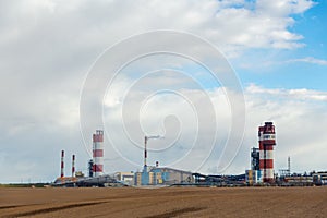 Industrial landscape environmental pollution waste of thermal power plant