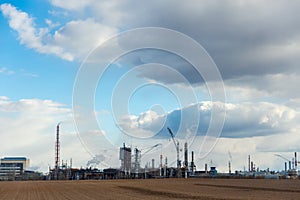 Industrial landscape environmental pollution waste of thermal power plant