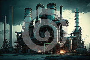 Industrial landscape with gas and oil refinery