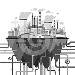 Industrial landscape illustration in flat style