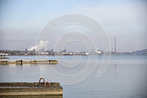 Industrial landscape, Mariupol embankment, Azov Sea