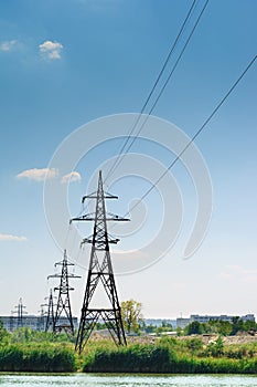 Industrial landscape, power lines