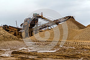 Industrial landscape with sand and gravel separator