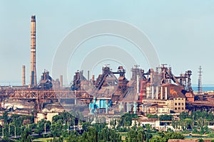 Industrial landscape. Steel factory. Heavy industry in Europe