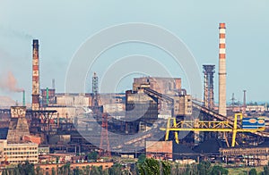 Industrial landscape. Steel factory. Heavy industry in Europe