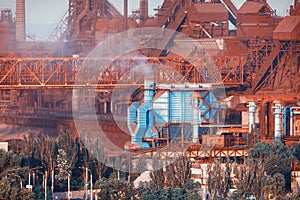 Industrial landscape. Steel factory. Heavy industry in Europe
