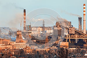 Industrial landscape. Steel factory. Heavy industry in Europe