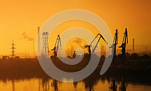 Industrial landscape at sunset