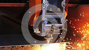 Industrial laser sparks cutting of metal angle grinder. Sparks during cutting of metal angle grinder.