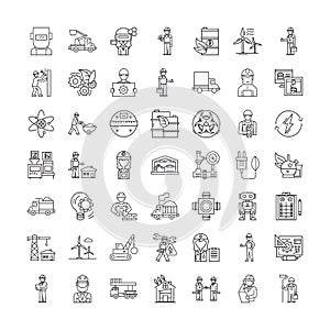 Industrial linear icons, signs, symbols vector line illustration set