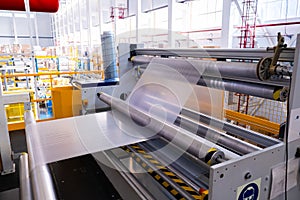 Industrial line for the production of plastic packaging film