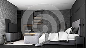Industrial loft bedroom interior design