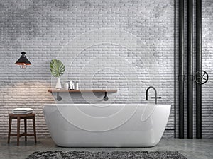 Industrial loft style bathroom 3d render