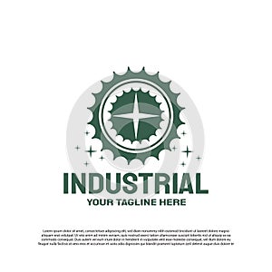 Industrial logo with gear concept. Engineering and mechanic sign or symbol. technology icon -vector