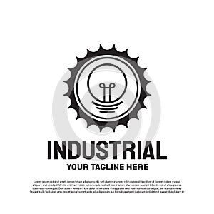 Industrial logo with gear concept. Engineering and mechanic sign or symbol. technology icon -vector