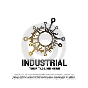 Industrial logo with gear concept. Engineering and mechanic sign or symbol. technology icon -vector