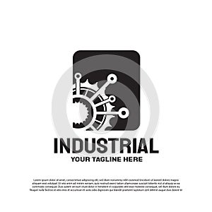 Industrial logo with gear concept. Engineering and mechanic sign or symbol. technology icon -vector