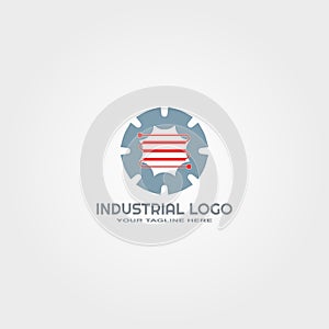 Industrial logo template, vector logo for business corporate, industry sign or symbol, element, illustration