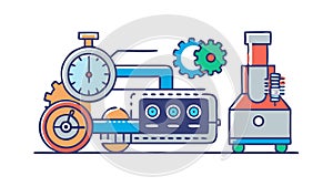 Industrial Machine with Clockwork Mechanism, Precision Engineering, vector design Generative AI
