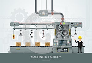 Industrial machine Factory construction equipment engineering vector illustration