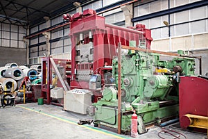 Industrial machine in the factory at metalworks photo