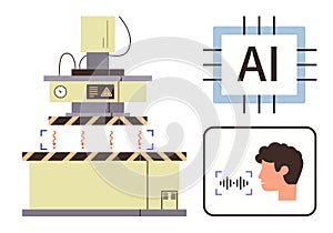 AI-powered machine processing with chip technology and voice recognition interface