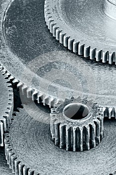 Industrial machinery gear cogwheels of various size