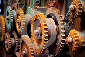 industrial machinery gears with grease