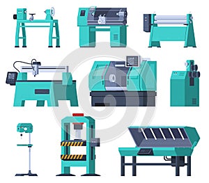 Industrial machines for processing metal, wood, plastic. Production of parts on mechanical machines. Electronic