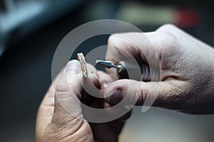 Industrial manufacture of the gold ring.