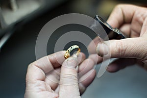 Industrial manufacture of the gold ring.