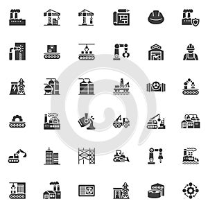 Industrial manufacturing vector icons set