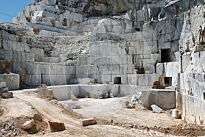 Industrial marble quarry site on Carrara, Tuscany, photo