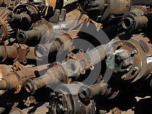 Industrial material piled in a courtyard