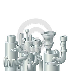 Industrial metal pipe stack design, theme of