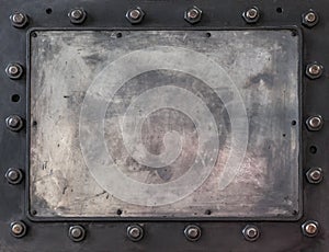 Industrial metal plate with bolts