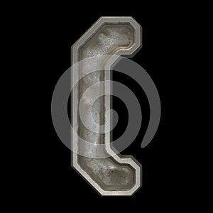 Industrial metal symbol left parentheses on black background 3d