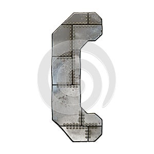 Industrial metal symbol left parentheses on white background 3d