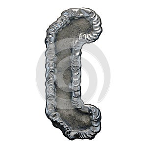 Industrial metal symbol left parentheses on white background 3d
