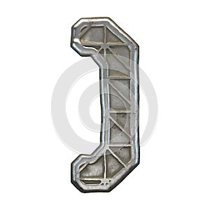 Industrial metal symbol right parentheses on white background 3d