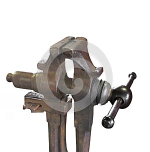 Industrial metal vise isolated.