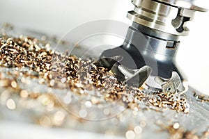 Industrial metalworking cutting process by milling cutter photo