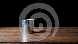 Industrial Minimalism: A Can On A Table With Dark Background