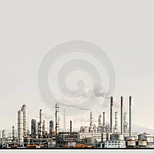 Industrial Minimalist Landscape, Factory Buildings, Industrial Blocks, Manufacture Zone, Oil Industry