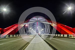 Industrial modern bridge in the night