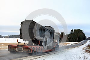 Industrial Object Wide Load Transport in Winter